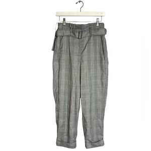 Nicholas belted paperbag pants Glen plaid Sz 4